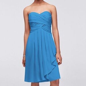 David’s Bridal Bridesmaid  Baby Blue Sweetheart Pleated Ruffle Dress 6 Holiday